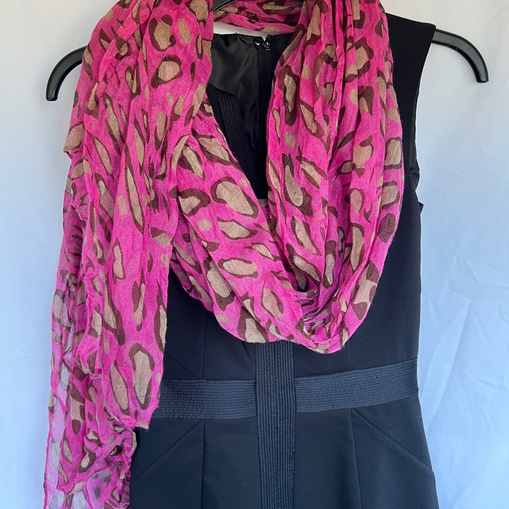 Pink Leopard Print Scarf